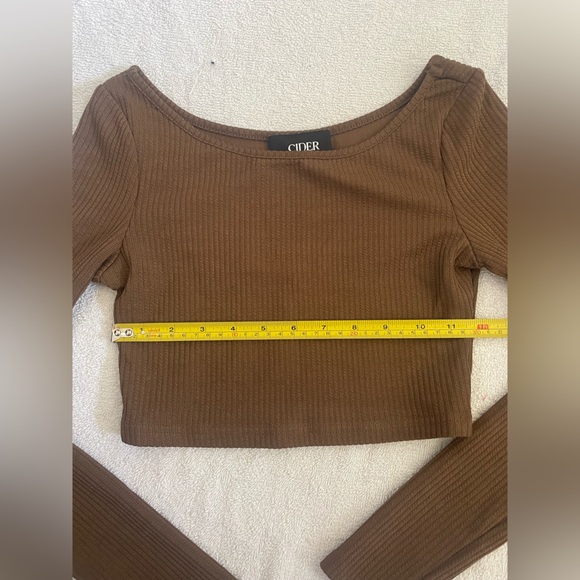 NWOT Set Cider Solid Knitted Ribbed Crop Top Long-Sleeve and Wide Leg Pants - Picture 14 of 16